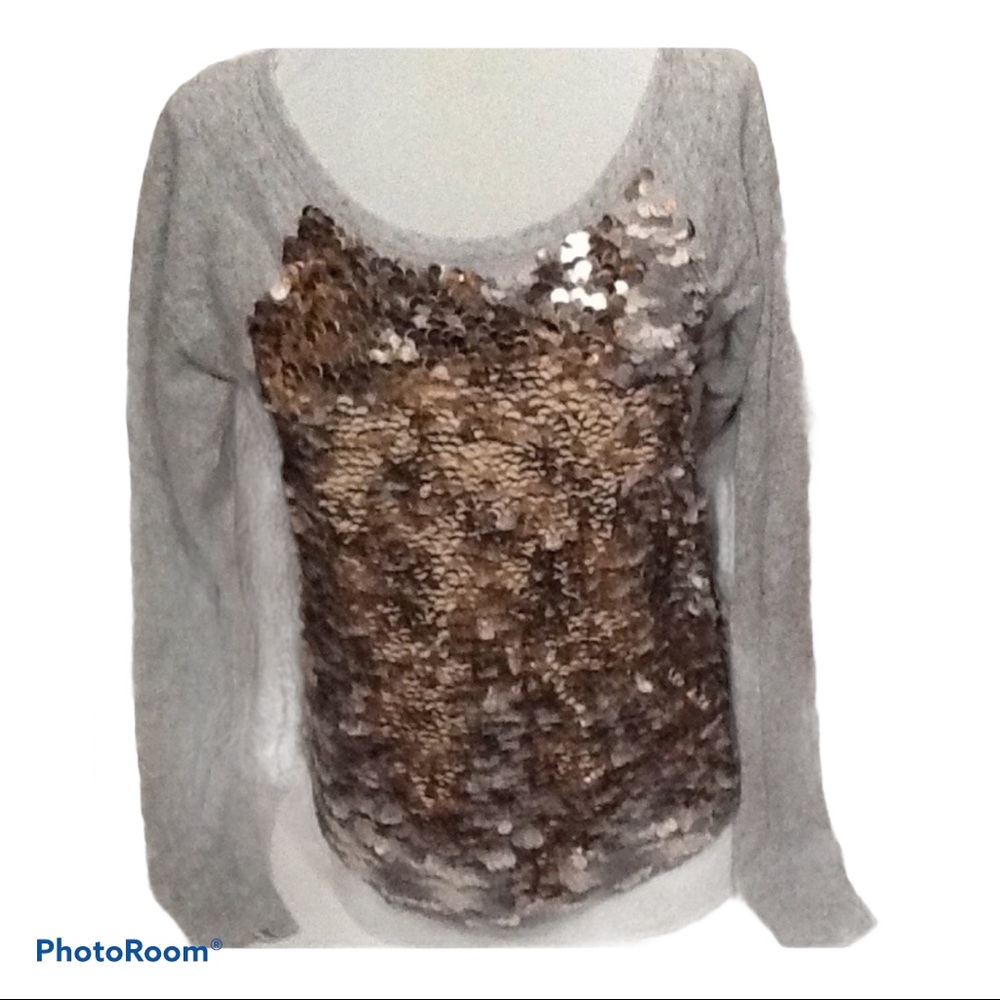 Mermaid‎ Reversible Gold Gray Sequin Shirt S